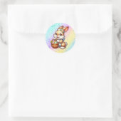 Waterverf Bloemen en Bunny Easter Ronde Sticker (Tas)