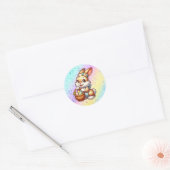 Waterverf Bloemen en Bunny Easter Ronde Sticker (Envelop)