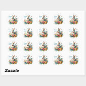 Waterverf Bloemen en Bunny Easter Ronde Sticker (Vel)