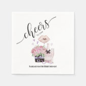 Waterverf bloemen en champagne servet (Voorkant)