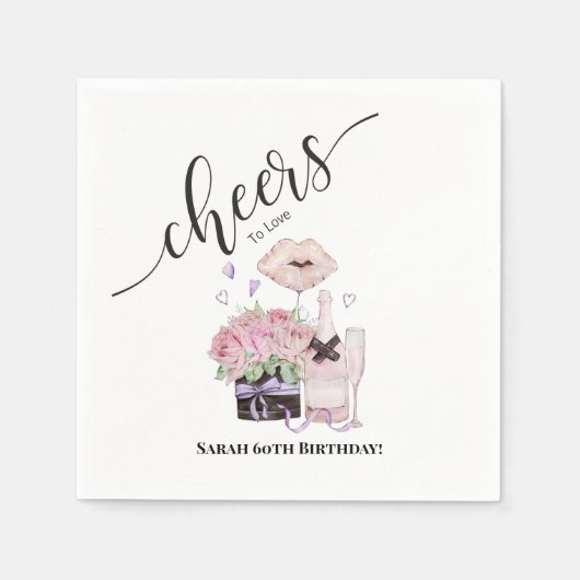 Waterverf bloemen en champagne servet (Voorkant)