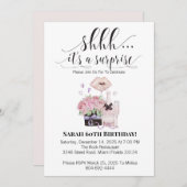 Waterverf bloemen en champagne verrassingsverjaard kaart (Voorkant / Achterkant)