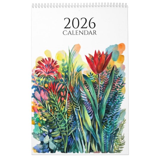 Waterverf bloemen en dieren Kalender (Hoes)