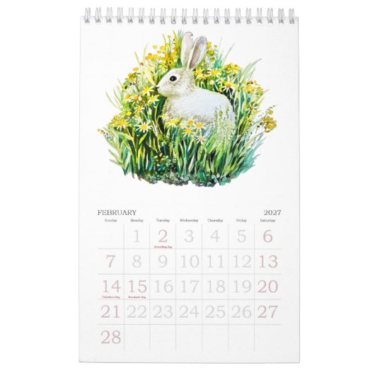 Waterverf bloemen en dieren Kalender (Feb 2027)