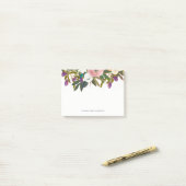 Waterverf bloemen en faux roze glitter post-it® notes (Op bureau)