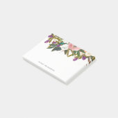 Waterverf bloemen en faux roze glitter post-it® notes (Schuin)