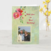 Waterverf Bloemen en Foto Verjaardag Kaart (Gele Bloem)