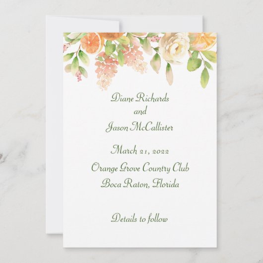 Waterverf bloemen en fruit sparen de Datum Kaart (Achterkant)