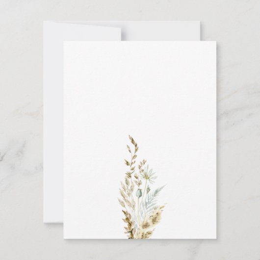 Waterverf bloemen en gedroogd grasbruin kaart (Achterkant)