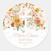 Waterverf Bloemen en Goud Doop sticker (Voorkant)