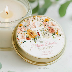 Waterverf Bloemen en Goud Doop sticker