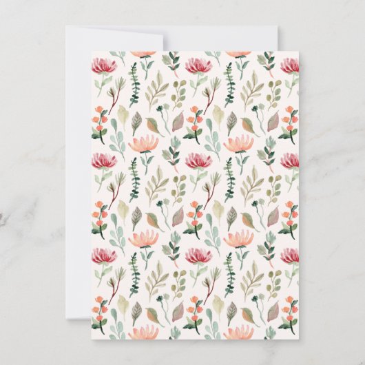 Waterverf bloemen en gouden Baby shower Kaart (Achterkant)