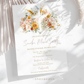 Waterverf bloemen en gouden doop uitnodiging