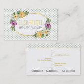 Waterverf bloemen en gouden veelhoeken visitekaartje (Voorkant / Achterkant)