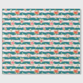 Waterverf bloemen en hart cadeaupapier (Vlak)