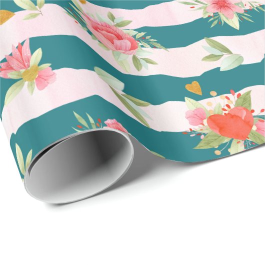 Waterverf bloemen en hart cadeaupapier (Rol Hoek)