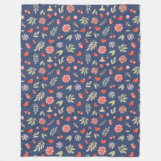 Waterverf bloemen en hart fleece deken (Voorkant)