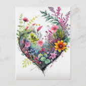 waterverf bloemen en hartliefdeskaart briefkaart (Voorkant)