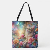  Waterverf bloemen en kattenmonogram Tote Bag (Voorkant)