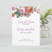 Waterverf bloemen en knoppen save the date (Staand voorkant)