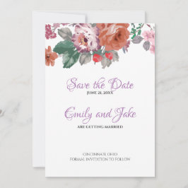 Waterverf bloemen en knoppen save the date