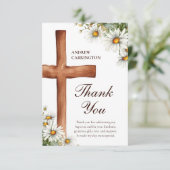 Waterverf Bloemen en Kruisdoop Bedankkaart (Staand voorkant)