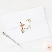 Waterverf Bloemen en Kruisdoop Vierkante Sticker (Envelop)