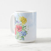 Waterverf Bloemen en levende vogels Koffiemok (Voorkant links)