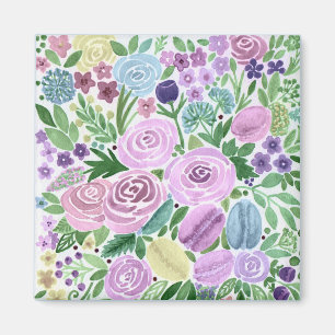 Waterverf, bloemen en macaroons magneet