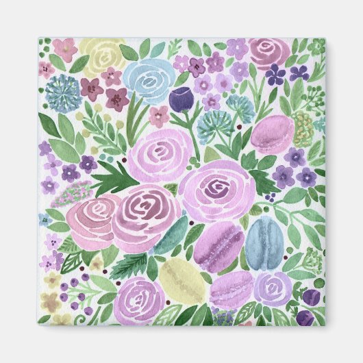 Waterverf, bloemen en macaroons magneet (Voorkant)