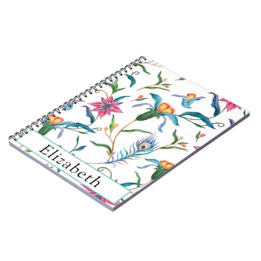 Waterverf bloemen en pachtovenmonogram notitieboek (Linkerzijde)