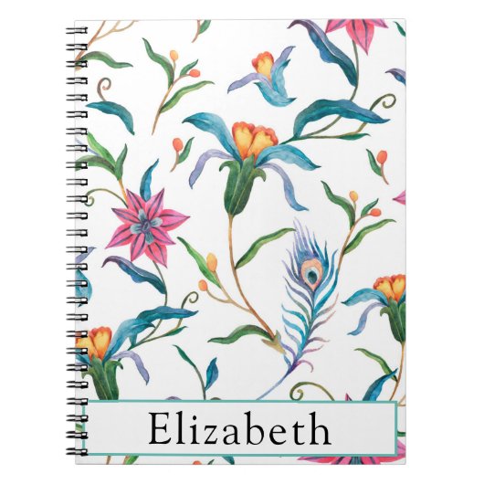 Waterverf bloemen en pachtovenmonogram notitieboek (Voorkant)