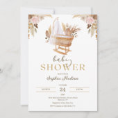 Waterverf Bloemen en Pampas Grass Baby shower Kaart (Voorkant)