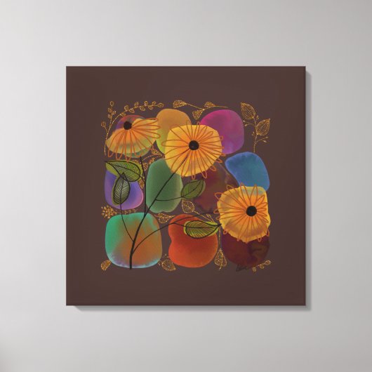 Waterverf bloemen en Rocks die u aanpast Canvas Afdruk (Voorkant)