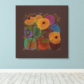 Waterverf bloemen en Rocks die u aanpast Canvas Afdruk (Insitu (Houten vloer))