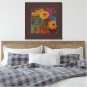 Waterverf bloemen en Rocks die u aanpast Canvas Afdruk (Insitu (Slaapkamer))