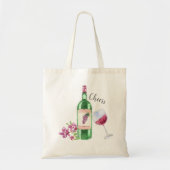 Waterverf Bloemen en Rode Wijn Design Tote Bag (Voorkant)