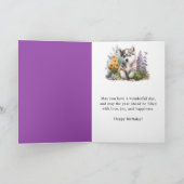 Waterverf Bloemen en Siberische Husky Puppy Kaart (Binnen)