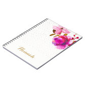 Waterverf Bloemen en Stippen Naam toevoegen Notitieboek (Linkerzijde)