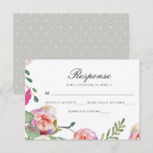 Waterverf Bloemen en Stippen Trouwen Rsvp Kaart (Voorkant / Achterkant)