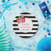 Waterverf bloemen en strepen voor bloemperzuren papieren bordje (Feest)