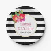 Waterverf bloemen en strepen voor bloemperzuren papieren bordje (Voorkant)