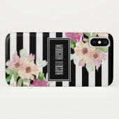 Waterverf bloemen en strips Case-Mate iPhone case (Achterkant (horizontaal))