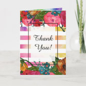 Waterverf bloemen en strips | Dank u wel! Bedankkaart (Voorkant)