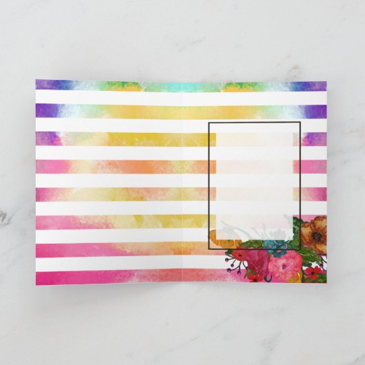 Waterverf bloemen en strips | Dank u wel! Bedankkaart (Binnen)