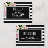 Waterverf bloemen en strips kortingskaartje (Voorkant / Achterkant)