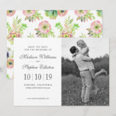 Waterverf bloemen en succes - Bewaar de datum Save The Date (Voorkant / Achterkant)