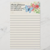 waterverf bloemen en vlinder bedrijf gelinieerd briefpapier (Voorkant)