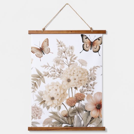  Waterverf Bloemen en Vlinders Hangend Wandkleed (Voorkant)