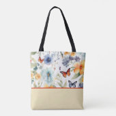 Waterverf bloemen en vlinders, kleurenblok tote bag (Achterkant)